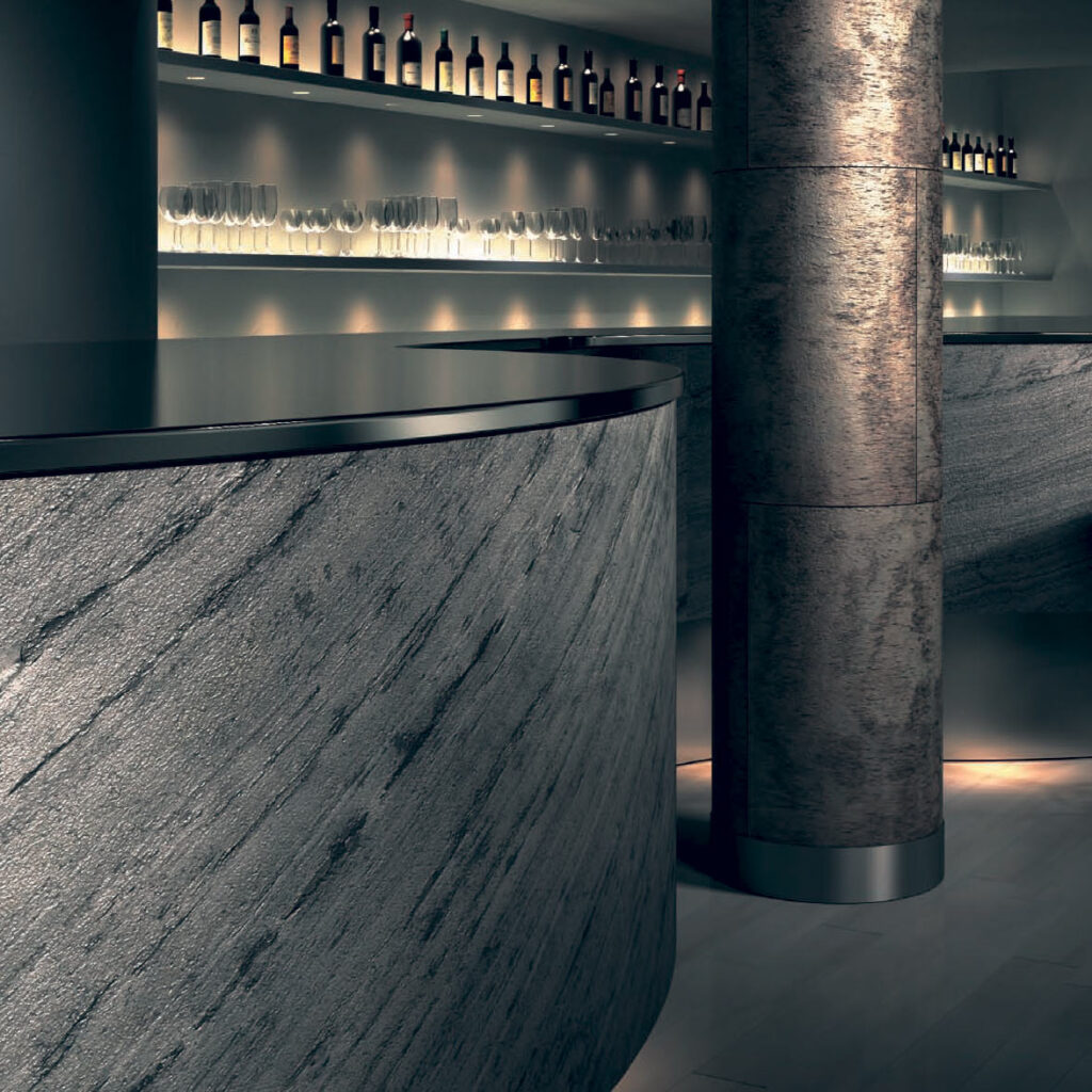 Flexible Stone Veneer on a curved bar