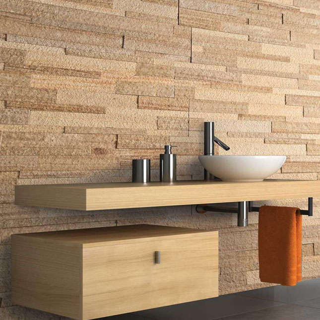 Casadenza - Real Stone Veneer - 3D Fusion - DIY Panels - Modern Bathroom